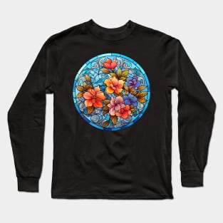 Stained Glass Flowers Long Sleeve T-Shirt